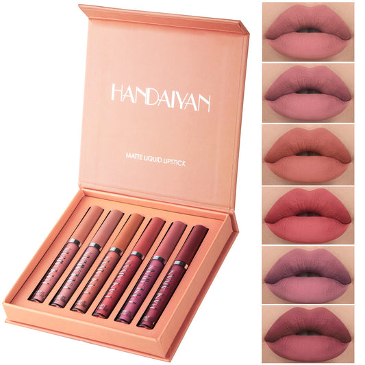 Handaiyan 6-Piece Velvet Matte Lipstick Set | Waterproof & Long-Lasting Nude Shades | Non-Sticky & Quick-Drying Formula | Up to 24-Hour Stay | Perfect for Daily Use or Makeup Gift for Women | (6 x 2.5ML).