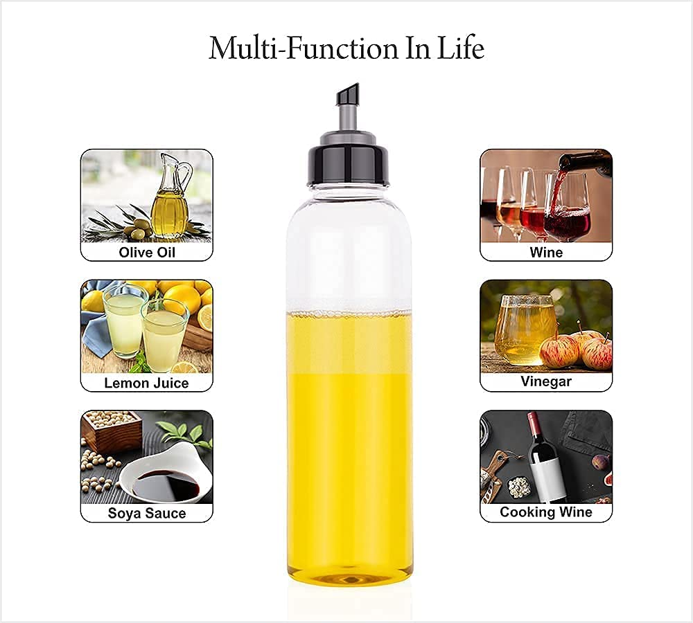 Plastic Oil Dispenser Set (Pack of 2) | 1L Each | Transparent, Leak-Proof, BPA-Free | Durable & Easy to Use | Perfect for Cooking Oil & Vinegar | Total Capacity: 2L