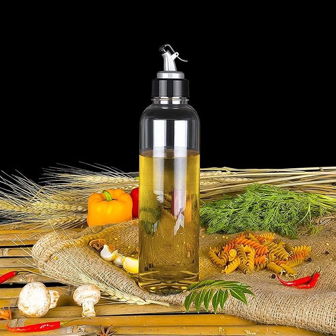 Plastic Oil Dispenser Set (Pack of 2) | 1L Each | Transparent, Leak-Proof, BPA-Free | Durable & Easy to Use | Perfect for Cooking Oil & Vinegar | Total Capacity: 2L