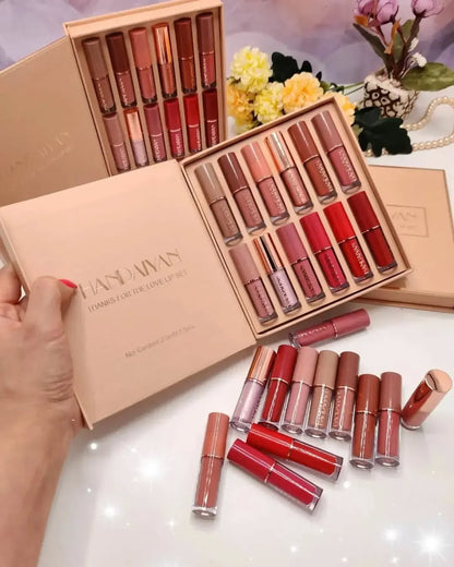 12-Piece Velvet Matte Liquid Lipstick Set with waterproof, long-lasting, non-sticky formula in stunning nude shades. Quick-drying with up to 24-hour stay, ideal for daily use or as a makeup gift for women. (2.5ml X 12)