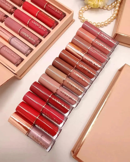 12-Piece Velvet Matte Liquid Lipstick Set with waterproof, long-lasting, non-sticky formula in stunning nude shades. Quick-drying with up to 24-hour stay, ideal for daily use or as a makeup gift for women. (2.5ml X 12)