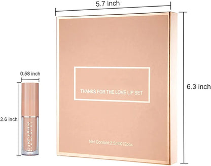 12-Piece Velvet Matte Liquid Lipstick Set with waterproof, long-lasting, non-sticky formula in stunning nude shades. Quick-drying with up to 24-hour stay, ideal for daily use or as a makeup gift for women. (2.5ml X 12)