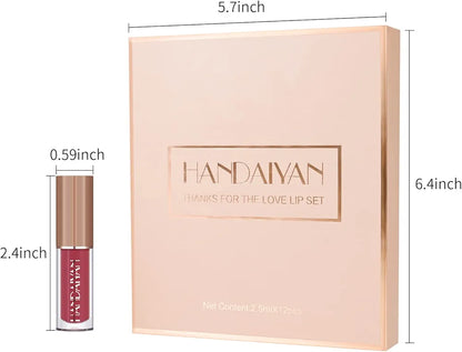 12-Piece Velvet Matte Liquid Lipstick Set with waterproof, long-lasting, non-sticky formula in stunning nude shades. Quick-drying with up to 24-hour stay, ideal for daily use or as a makeup gift for women. (2.5ml X 12)