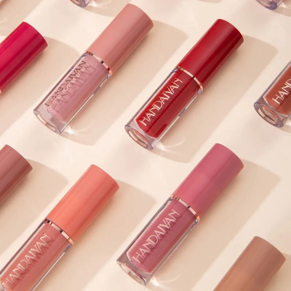 12-Piece Velvet Matte Liquid Lipstick Set with waterproof, long-lasting, non-sticky formula in stunning nude shades. Quick-drying with up to 24-hour stay, ideal for daily use or as a makeup gift for women. (2.5ml X 12)