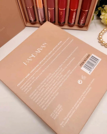 12-Piece Velvet Matte Liquid Lipstick Set with waterproof, long-lasting, non-sticky formula in stunning nude shades. Quick-drying with up to 24-hour stay, ideal for daily use or as a makeup gift for women. (2.5ml X 12)