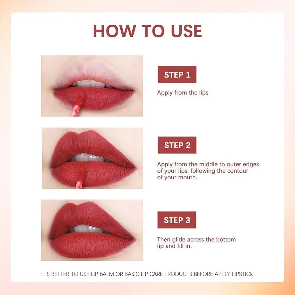 6-Piece Velvet Matte Liquid Lipstick Set with a waterproof, long-lasting, non-sticky formula in stunning nude shades. Quick-drying with up to 24-hour stay, ideal for daily use or as a makeup gift for women, Combo Pack (6 x 3ML each).