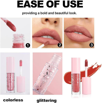 My Handaiyan 12-Color Liquid Lipstick Set – Glittering Matte & Glossy Finish, Highly Pigmented, Waterproof, Smudge-Proof, Long-Lasting 24-Hour Stay, Quick-Drying & Non-Sticky Formula, Nude & Multicolor Shades, Perfect Gift for Women. (2.5ml x 12)